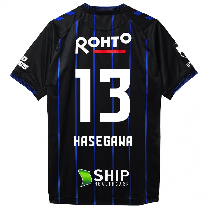 Men Football Kosei Hasegawa #13 Black Blue Home Jersey 2024/25 T-Shirt Za