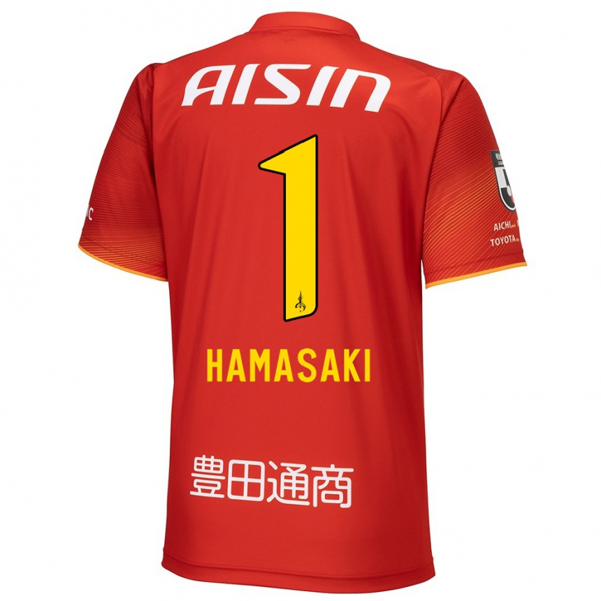 Men Football Shiki Hamasaki #1 Red White Yellow Home Jersey 2024/25 T-Shirt Za