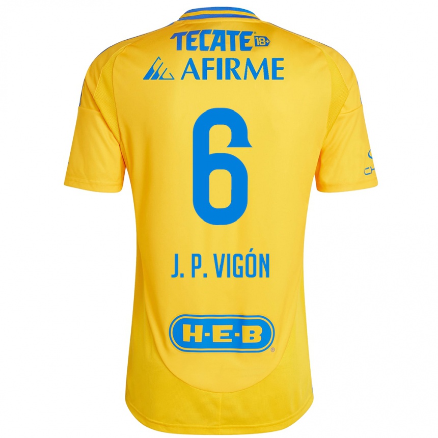 Men Football Juan Pablo Vigon #6 Gold Yellow Home Jersey 2024/25 T-Shirt Za