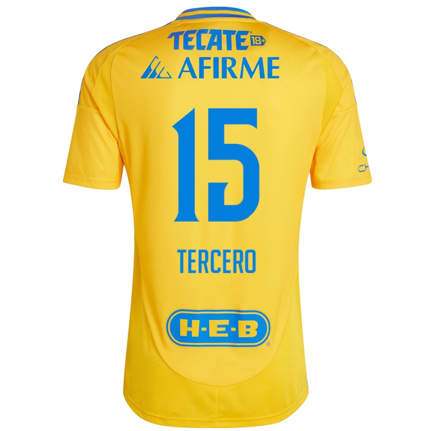 Men Football Eduardo Tercero #15 Gold Yellow Home Jersey 2024/25 T-Shirt Za