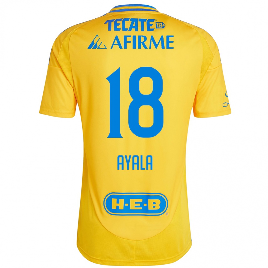 Men Football David Ayala #18 Gold Yellow Home Jersey 2024/25 T-Shirt Za