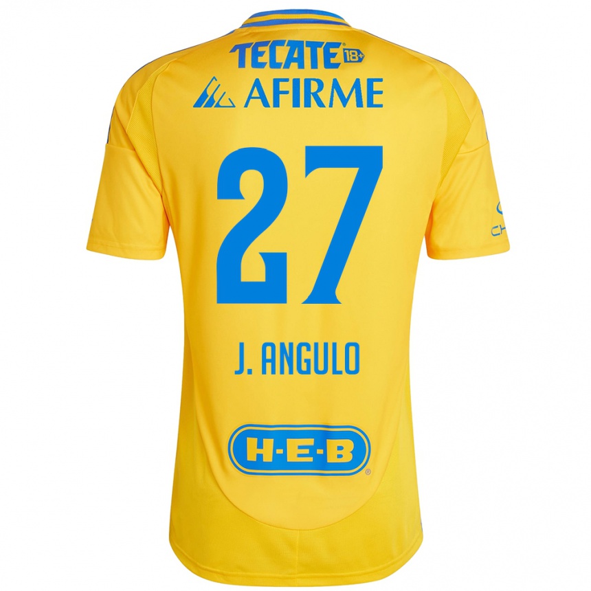 Men Football Jesus Angulo #27 Gold Yellow Home Jersey 2024/25 T-Shirt Za