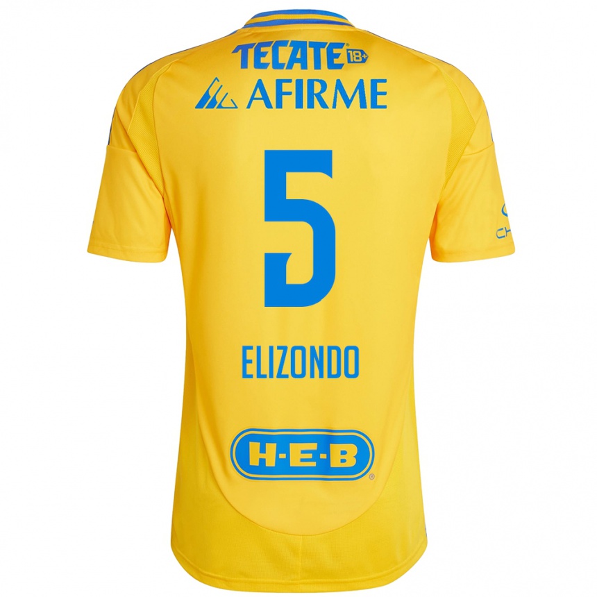 Men Football Fernanda Elizondo #5 Gold Yellow Home Jersey 2024/25 T-Shirt Za