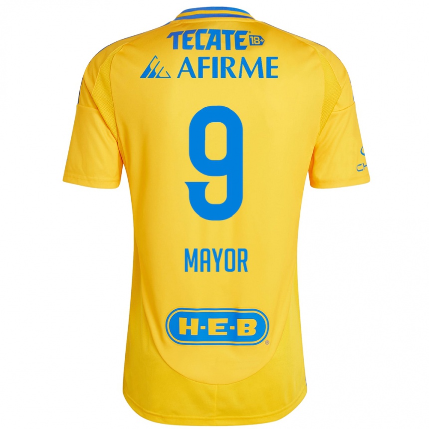 Men Football Stephany Mayor #9 Gold Yellow Home Jersey 2024/25 T-Shirt Za