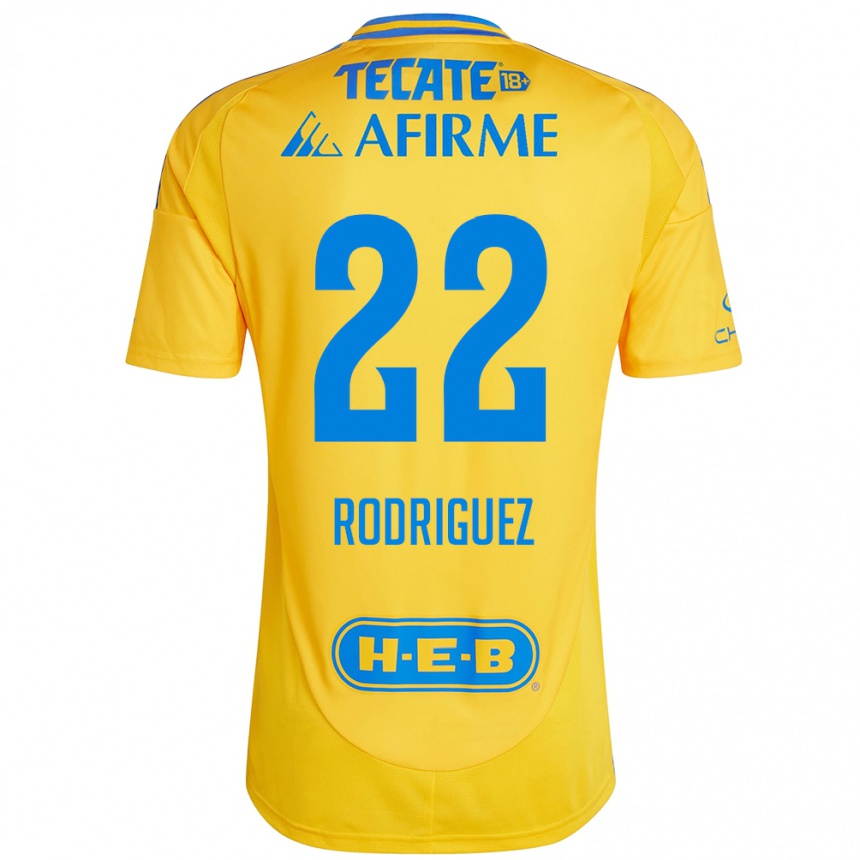 Men Football Anika Rodriguez #22 Gold Yellow Home Jersey 2024/25 T-Shirt Za