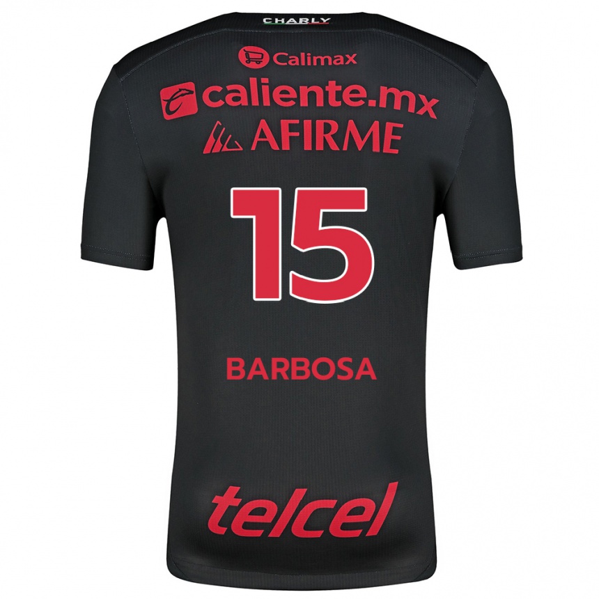 Men Football Diego Barbosa #15 Black Red Home Jersey 2024/25 T-Shirt Za