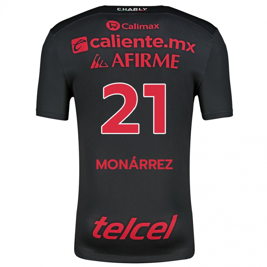 Men Football Fernando Monárrez #21 Black Red Home Jersey 2024/25 T-Shirt Za