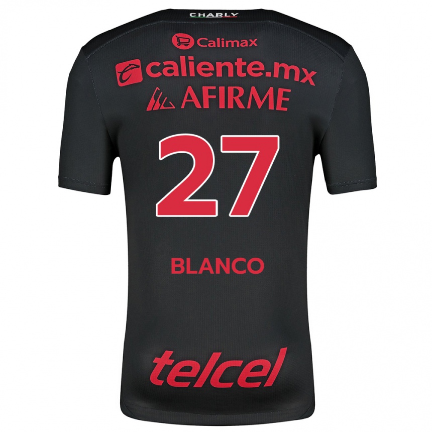 Men Football Domingo Blanco #27 Black Red Home Jersey 2024/25 T-Shirt Za