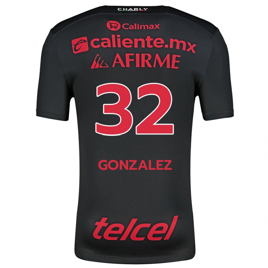 Men Football Carlos González #32 Black Red Home Jersey 2024/25 T-Shirt Za