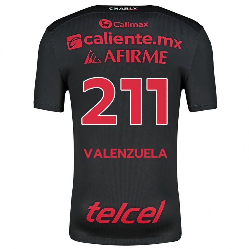 Men Football Aldieri Valenzuela #211 Black Red Home Jersey 2024/25 T-Shirt Za