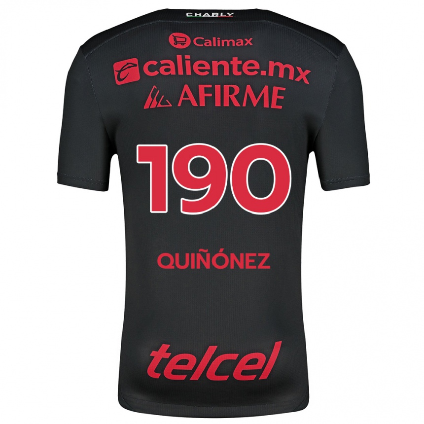 Men Football Martín Quiñónez #190 Black Red Home Jersey 2024/25 T-Shirt Za