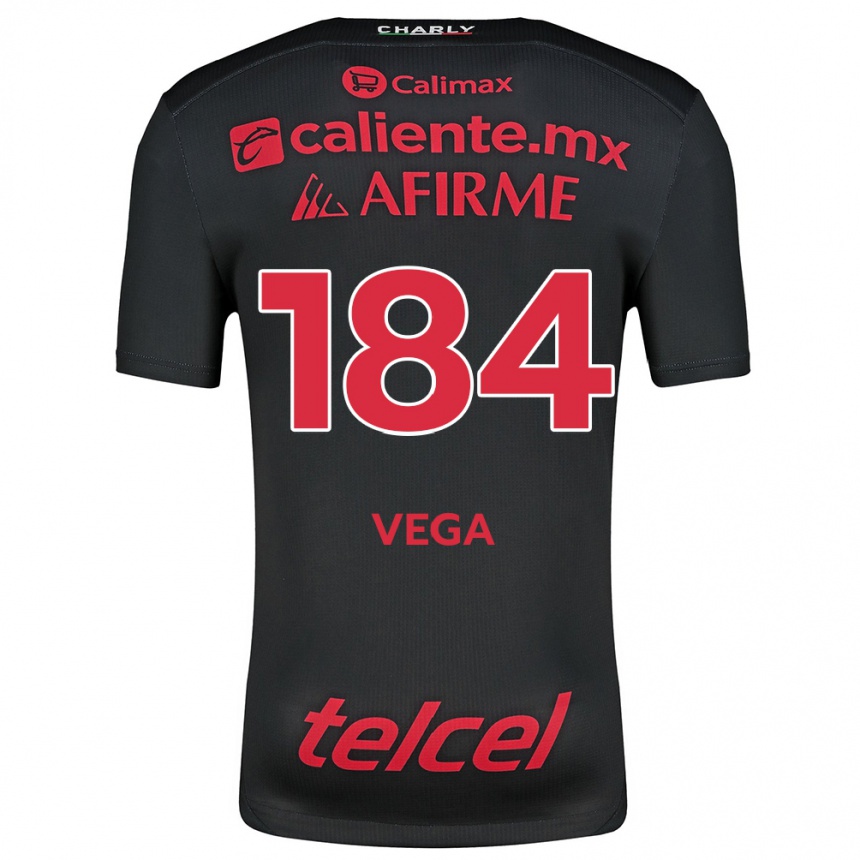 Men Football Daniel Vega #184 Black Red Home Jersey 2024/25 T-Shirt Za