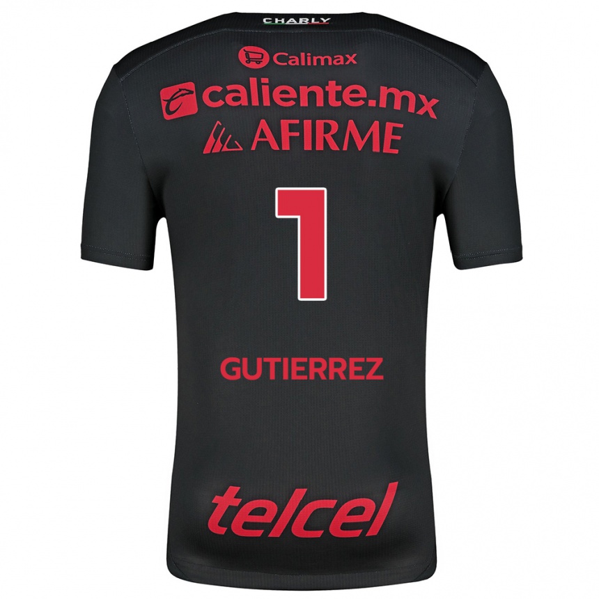 Men Football Alejandra Gutiérrez #1 Black Red Home Jersey 2024/25 T-Shirt Za