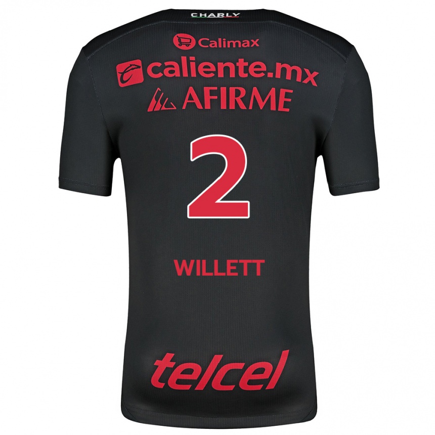 Men Football Adyson Willett #2 Black Red Home Jersey 2024/25 T-Shirt Za