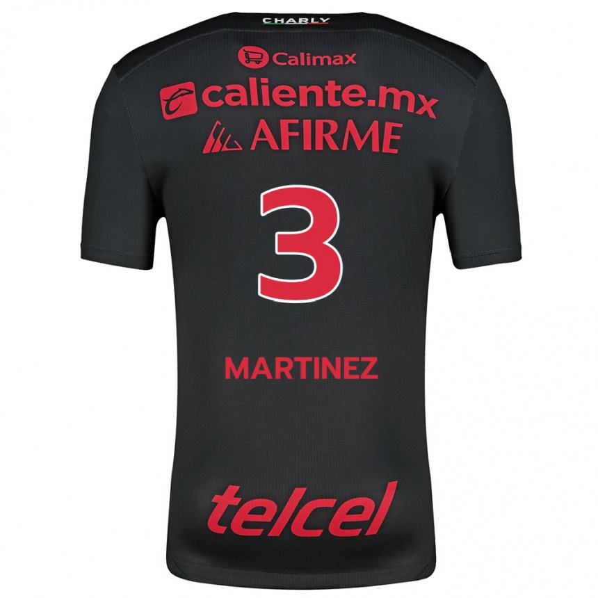 Men Football Nathaly Martínez #3 Black Red Home Jersey 2024/25 T-Shirt Za