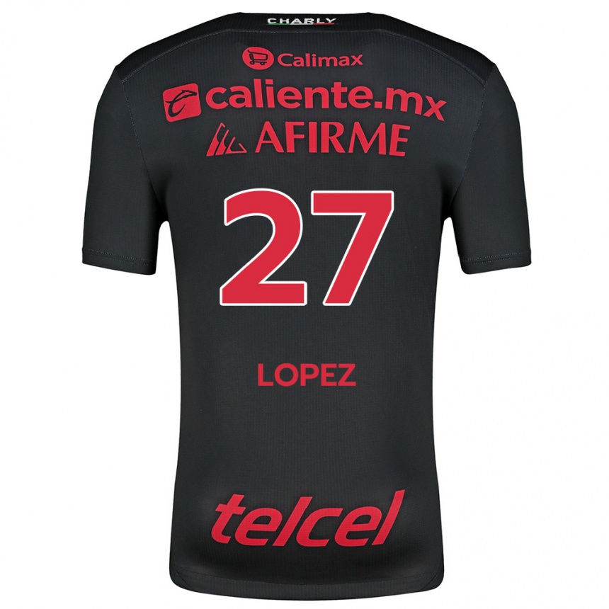 Men Football Victoria López #27 Black Red Home Jersey 2024/25 T-Shirt Za