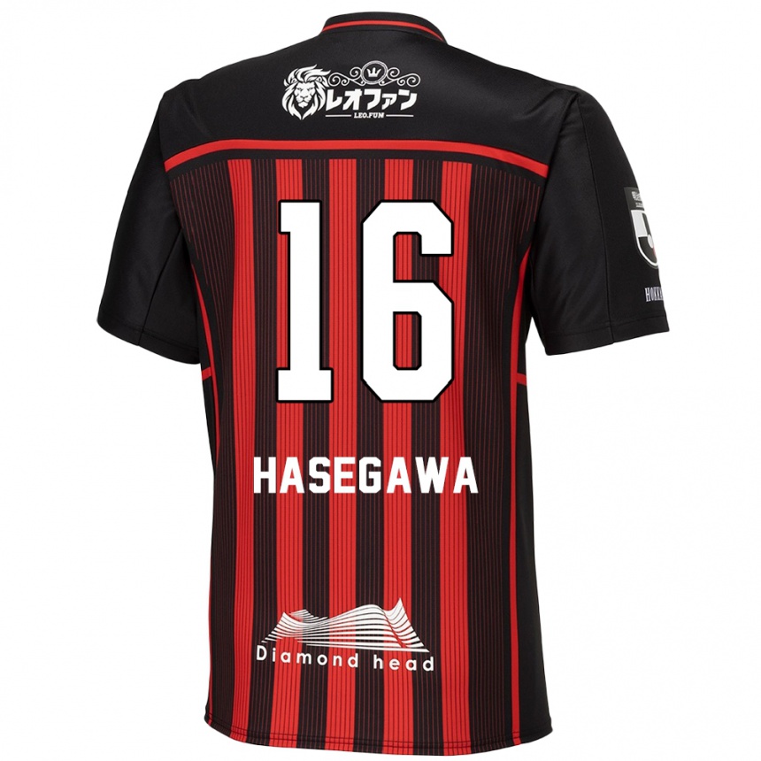 Men Football Tatsuya Hasegawa #16 Red Black Home Jersey 2024/25 T-Shirt Za