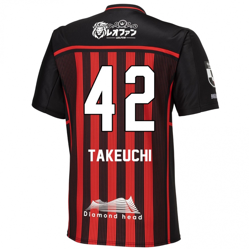 Men Football Ryuma Takeuchi #42 Red Black Home Jersey 2024/25 T-Shirt Za