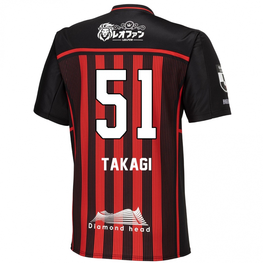 Men Football Shun Takagi #51 Red Black Home Jersey 2024/25 T-Shirt Za