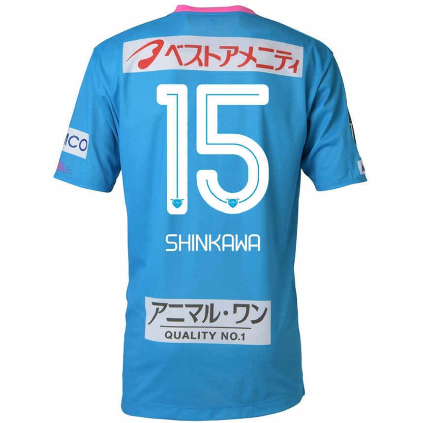 Men Football Shion Shinkawa #15 Blue Pink Home Jersey 2024/25 T-Shirt Za