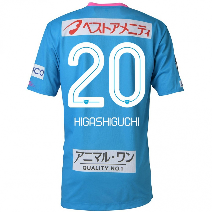 Men Football Aitaro Higashiguchi #20 Blue Pink Home Jersey 2024/25 T-Shirt Za