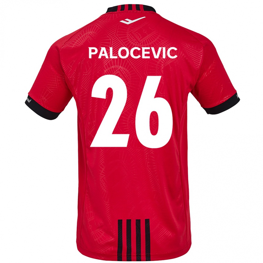 Men Football Aleksandar Palocevic #26 Red Black Home Jersey 2024/25 T-Shirt Za