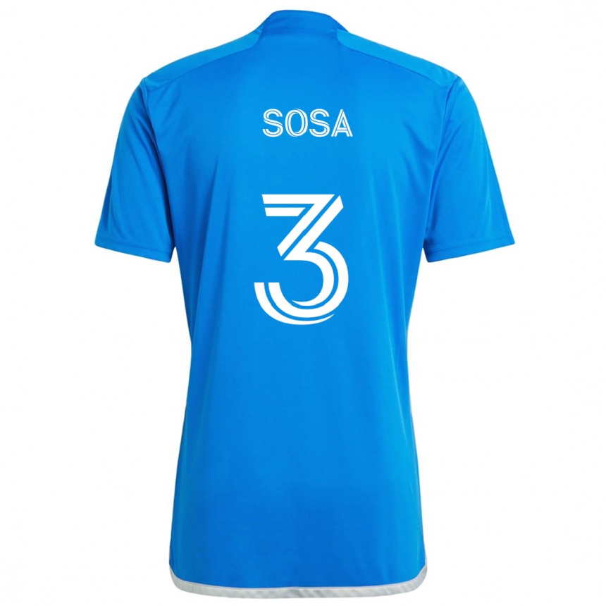 Men Football Joaquín Sosa #3 Blue White Home Jersey 2024/25 T-Shirt Za