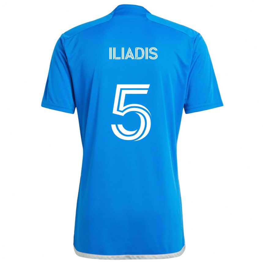 Men Football Ilias Iliadis #5 Blue White Home Jersey 2024/25 T-Shirt Za