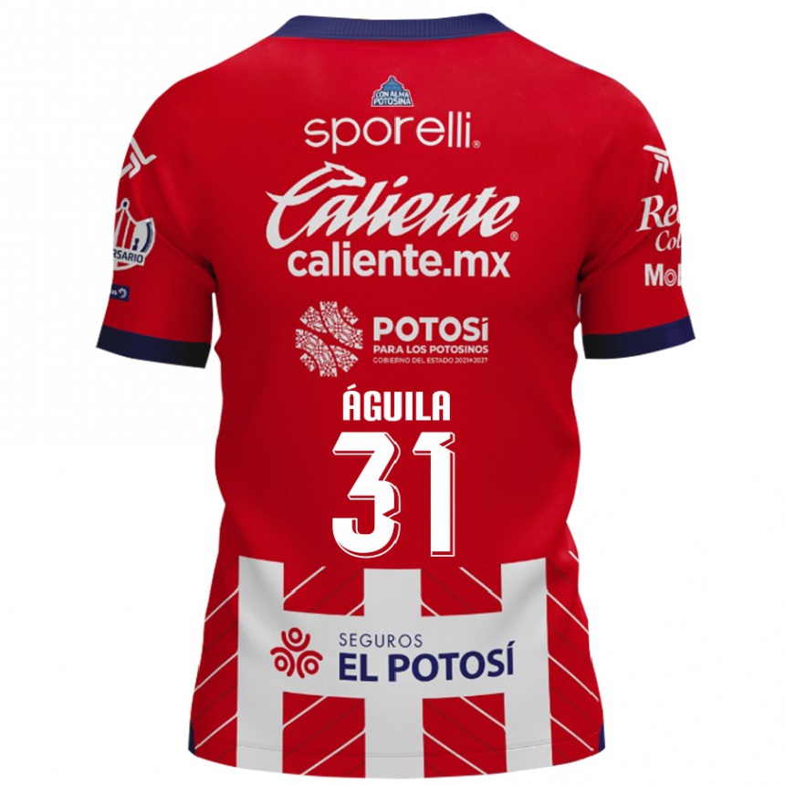 Men Football Eduardo Águila #31 Red White Home Jersey 2024/25 T-Shirt Za