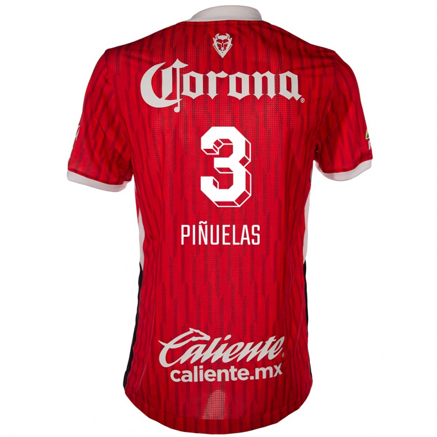 Men Football Fernando Piñuelas #3 Red White Home Jersey 2024/25 T-Shirt Za