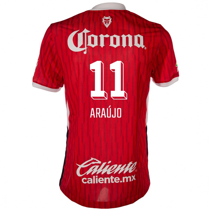 Men Football Maximiliano Araújo #11 Red White Home Jersey 2024/25 T-Shirt Za