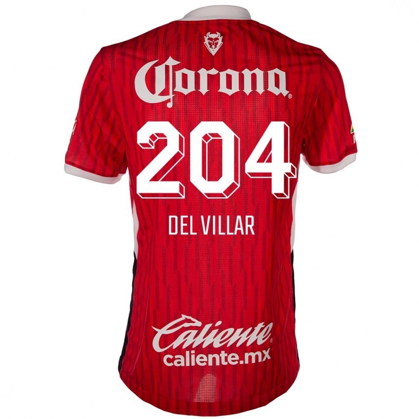 Men Football Everardo Del Villar #204 Red White Home Jersey 2024/25 T-Shirt Za