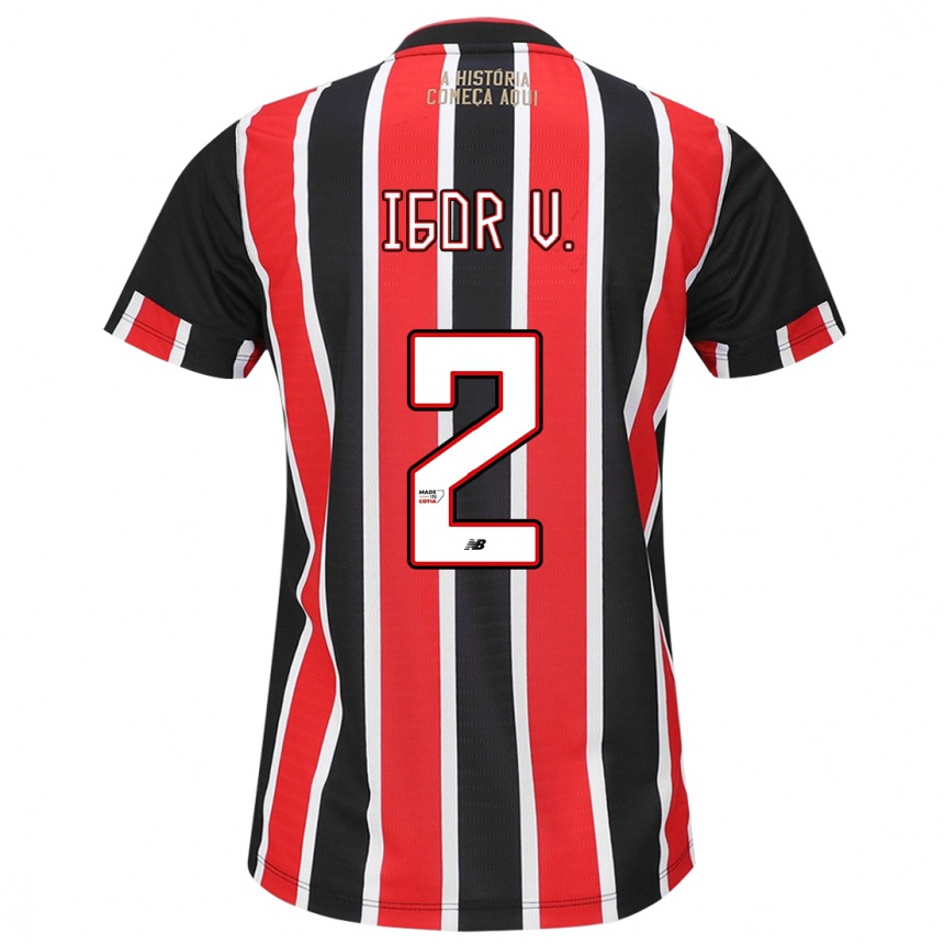 Men Football Igor Vinícius #2 Black Red White Away Jersey 2024/25 T-Shirt Za