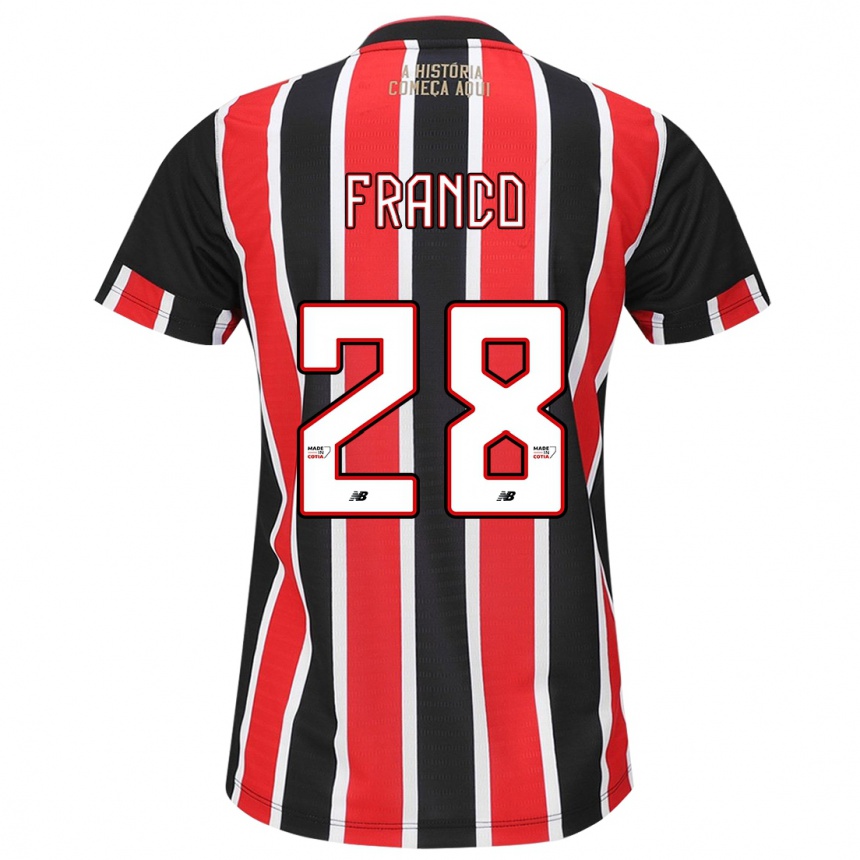 Men Football Alan Franco #28 Black Red White Away Jersey 2024/25 T-Shirt Za