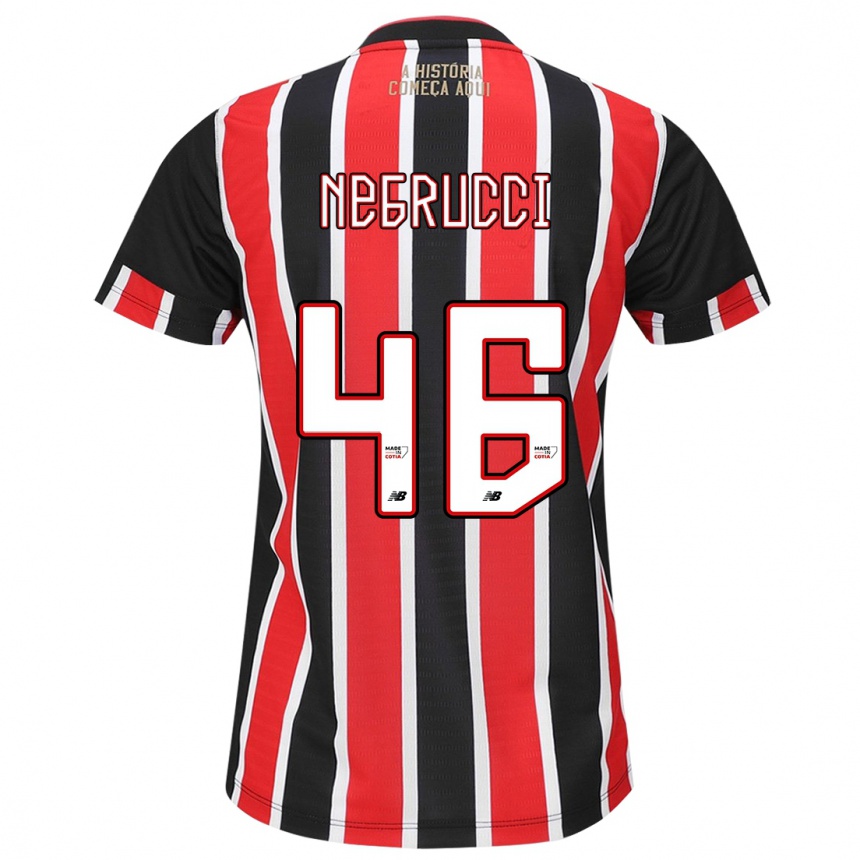 Men Football Felipe Negrucci #46 Black Red White Away Jersey 2024/25 T-Shirt Za