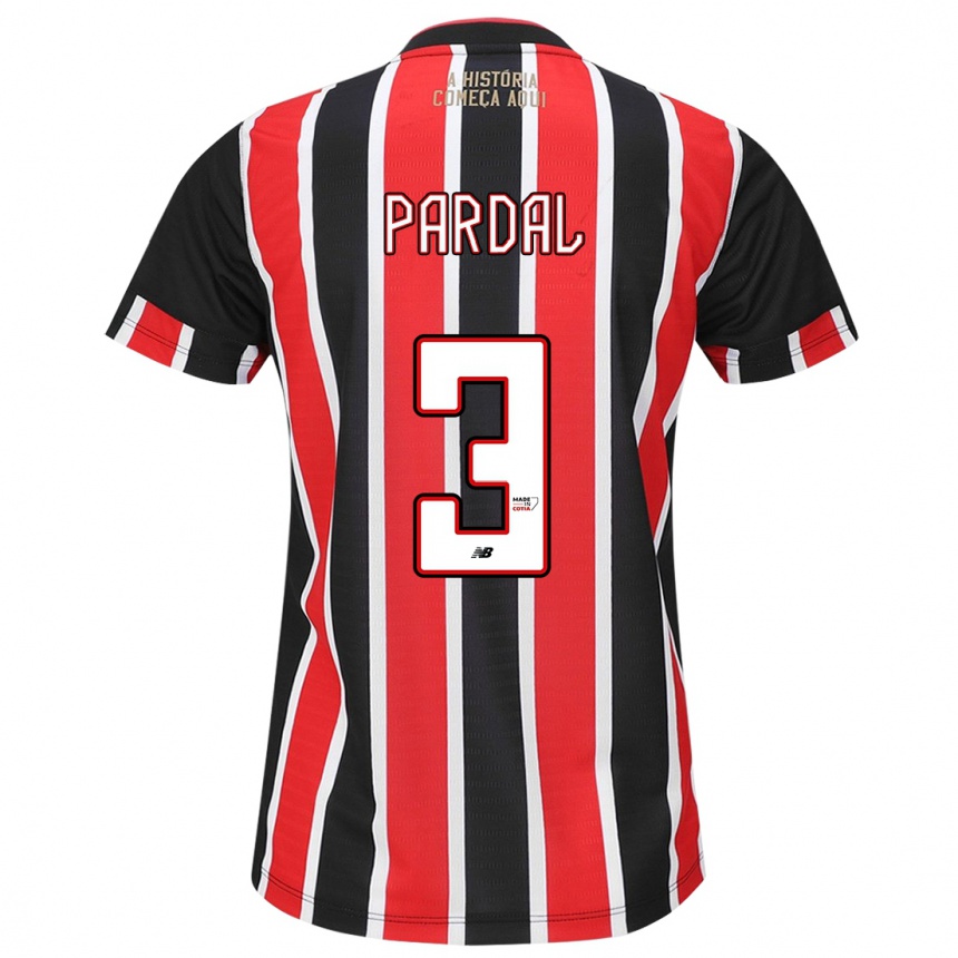 Men Football Pardal #3 Black Red White Away Jersey 2024/25 T-Shirt Za