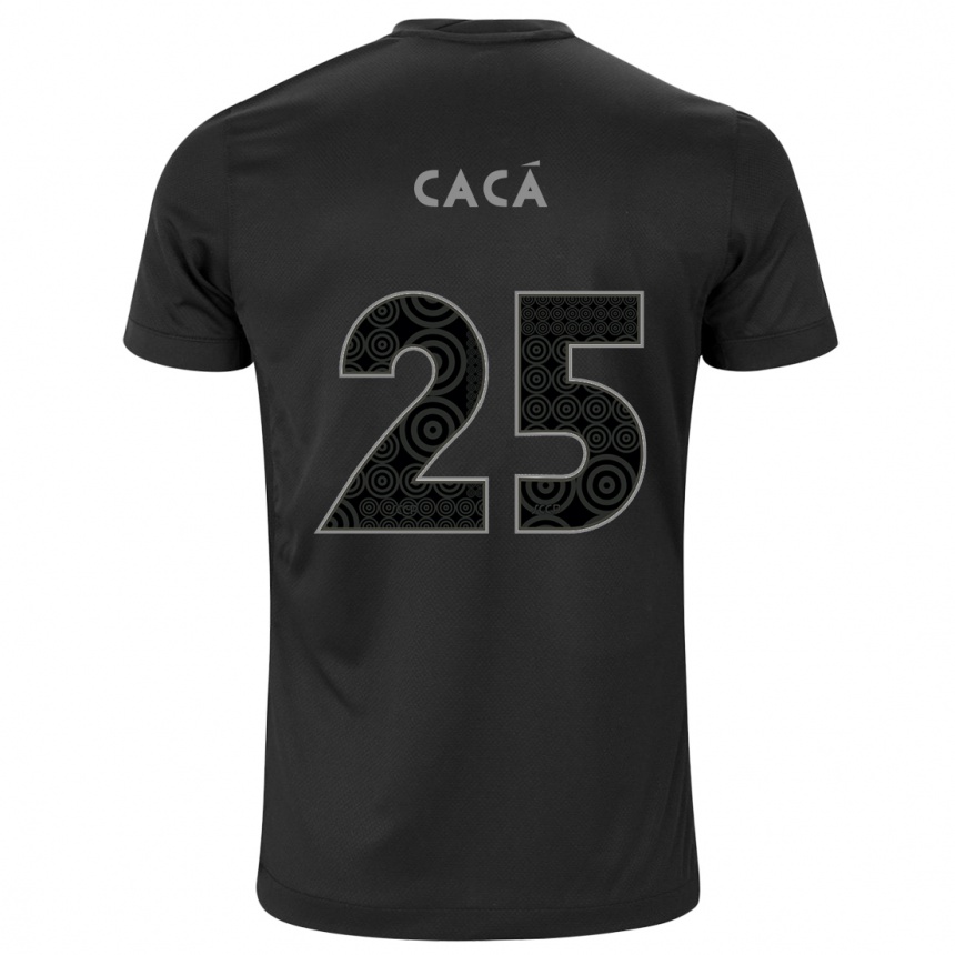 Men Football Cacá #25 Black Away Jersey 2024/25 T-Shirt Za