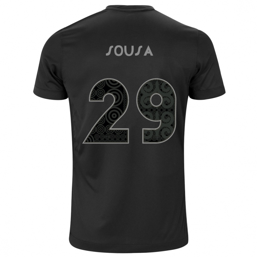 Men Football Arthur Sousa #29 Black Away Jersey 2024/25 T-Shirt Za