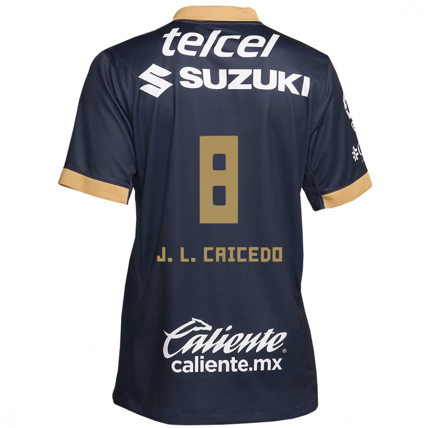 Men Football José Caicedo #8 Obsidian Gold White Away Jersey 2024/25 T-Shirt Za