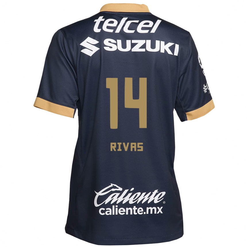 Men Football Jesús Rivas #14 Obsidian Gold White Away Jersey 2024/25 T-Shirt Za