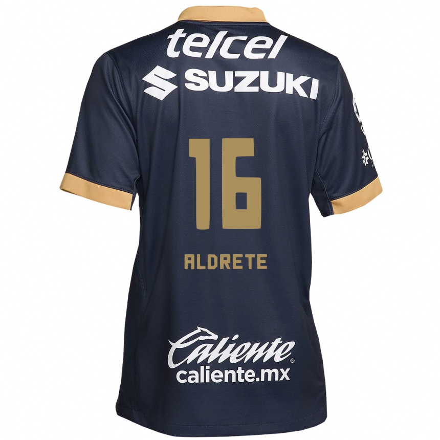 Men Football Adrián Aldrete #16 Obsidian Gold White Away Jersey 2024/25 T-Shirt Za