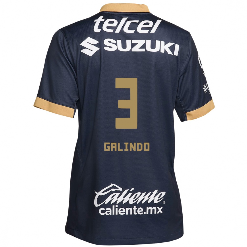 Men Football Ricardo Galindo #3 Obsidian Gold White Away Jersey 2024/25 T-Shirt Za