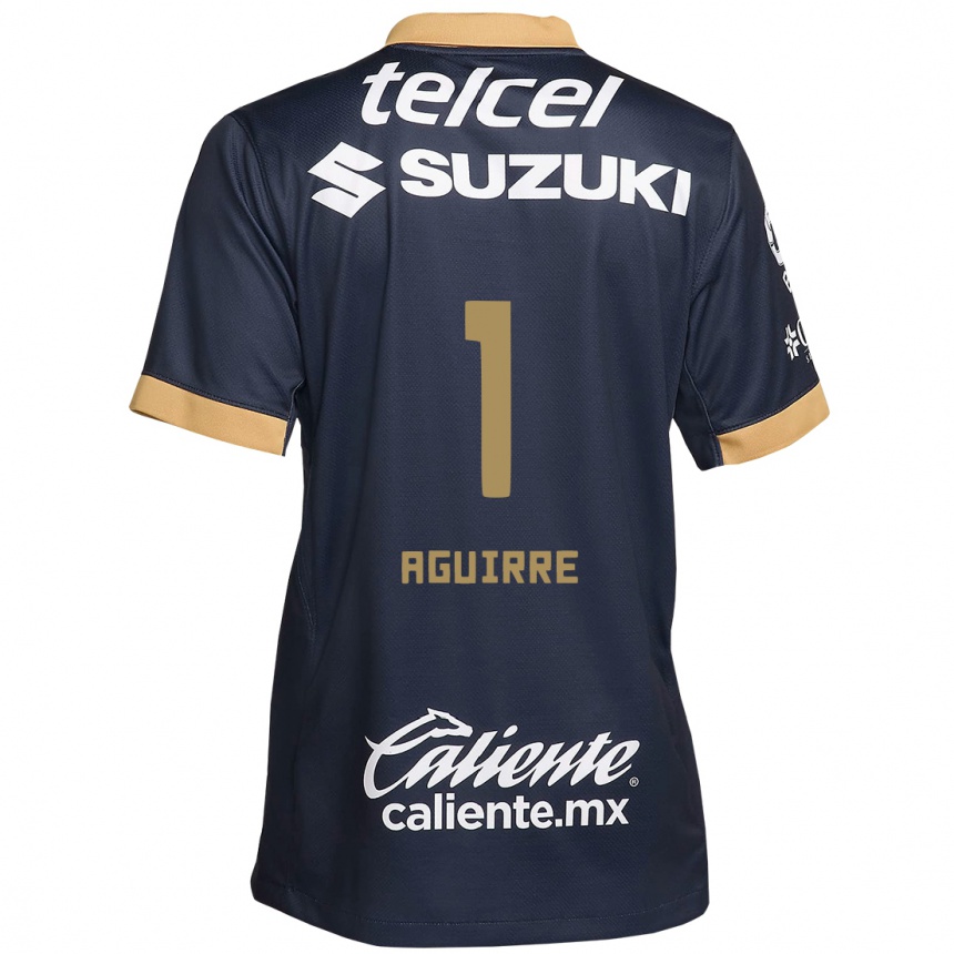 Men Football Miriam Aguirre #1 Obsidian Gold White Away Jersey 2024/25 T-Shirt Za