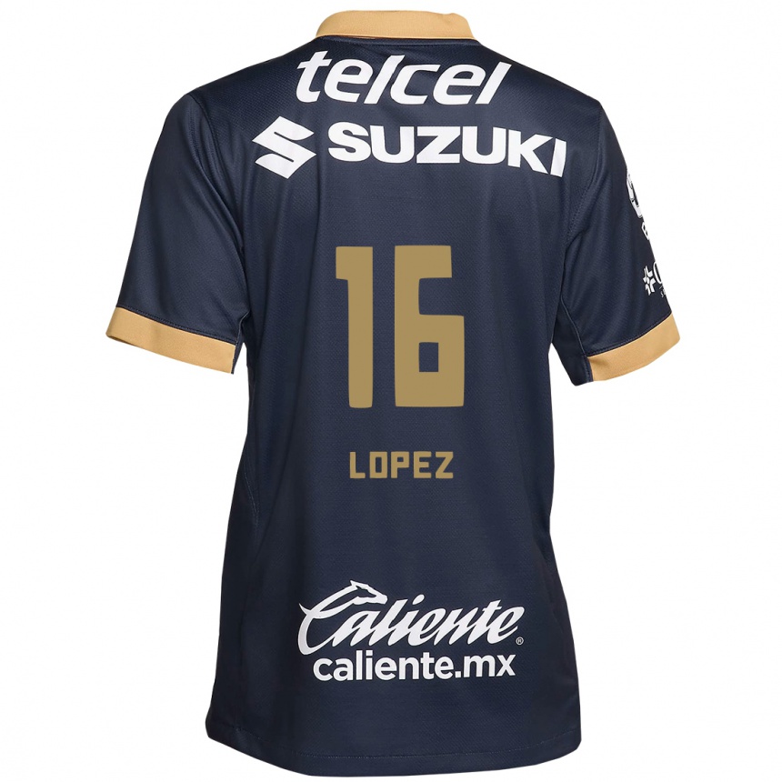 Men Football Samantha Lopez #16 Obsidian Gold White Away Jersey 2024/25 T-Shirt Za