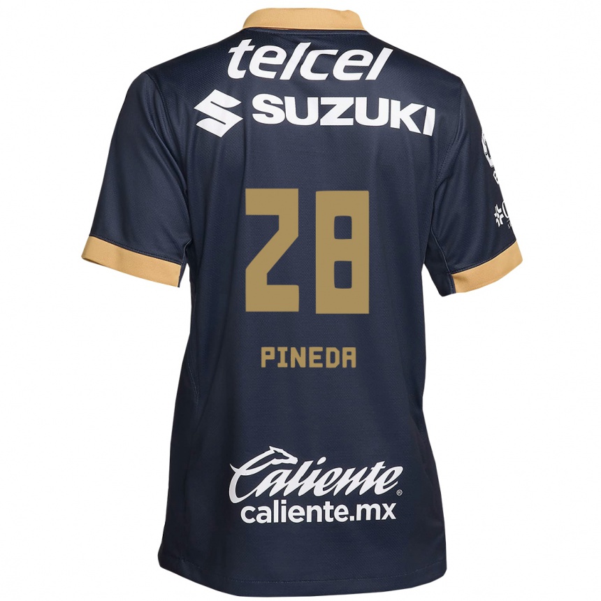 Men Football Grecia Pineda #28 Obsidian Gold White Away Jersey 2024/25 T-Shirt Za