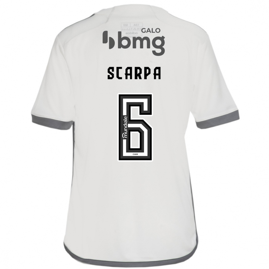 Men Football Gustavo Scarpa #6 Off White Away Jersey 2024/25 T-Shirt Za