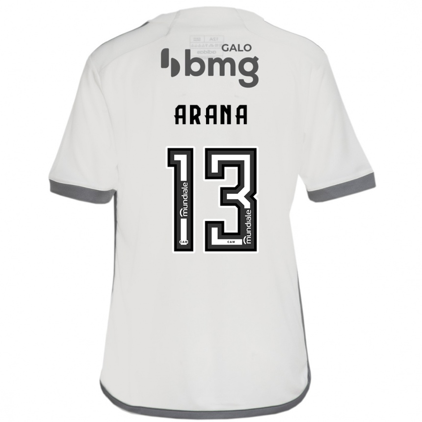 Men Football Guilherme Arana #13 Off White Away Jersey 2024/25 T-Shirt Za