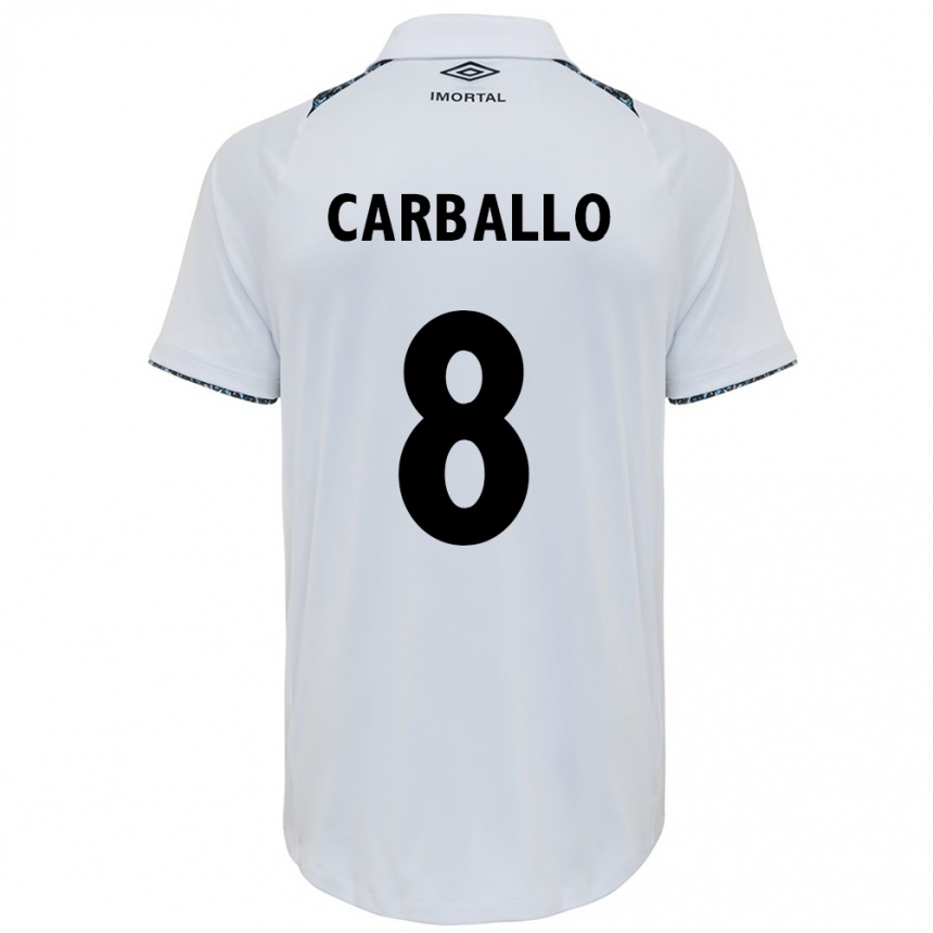 Men Football Felipe Carballo #8 White Blue Away Jersey 2024/25 T-Shirt Za