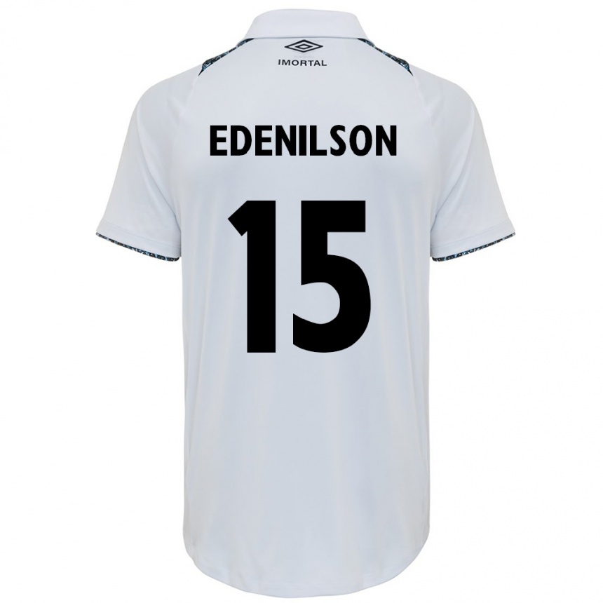 Men Football Edenilson #15 White Blue Away Jersey 2024/25 T-Shirt Za