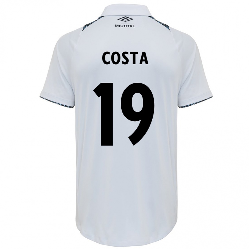 Men Football Diego Costa #19 White Blue Away Jersey 2024/25 T-Shirt Za